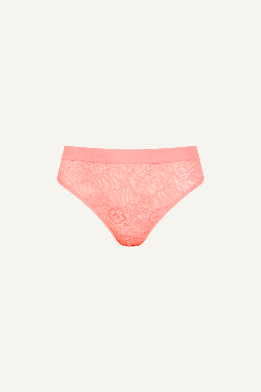 Signature Lace Brief - Neon Coral