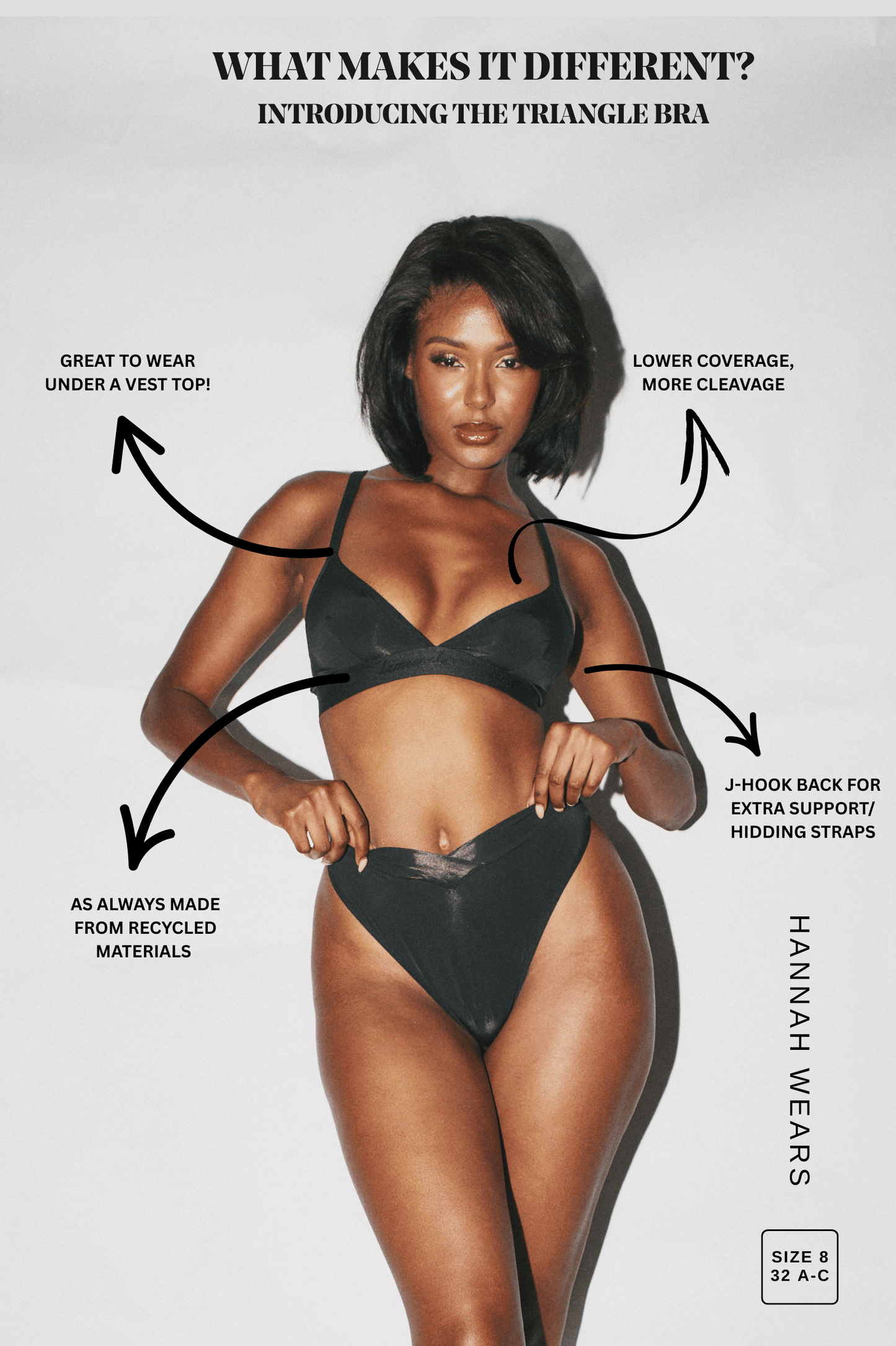 Second Skin Triangle Bralette - Black