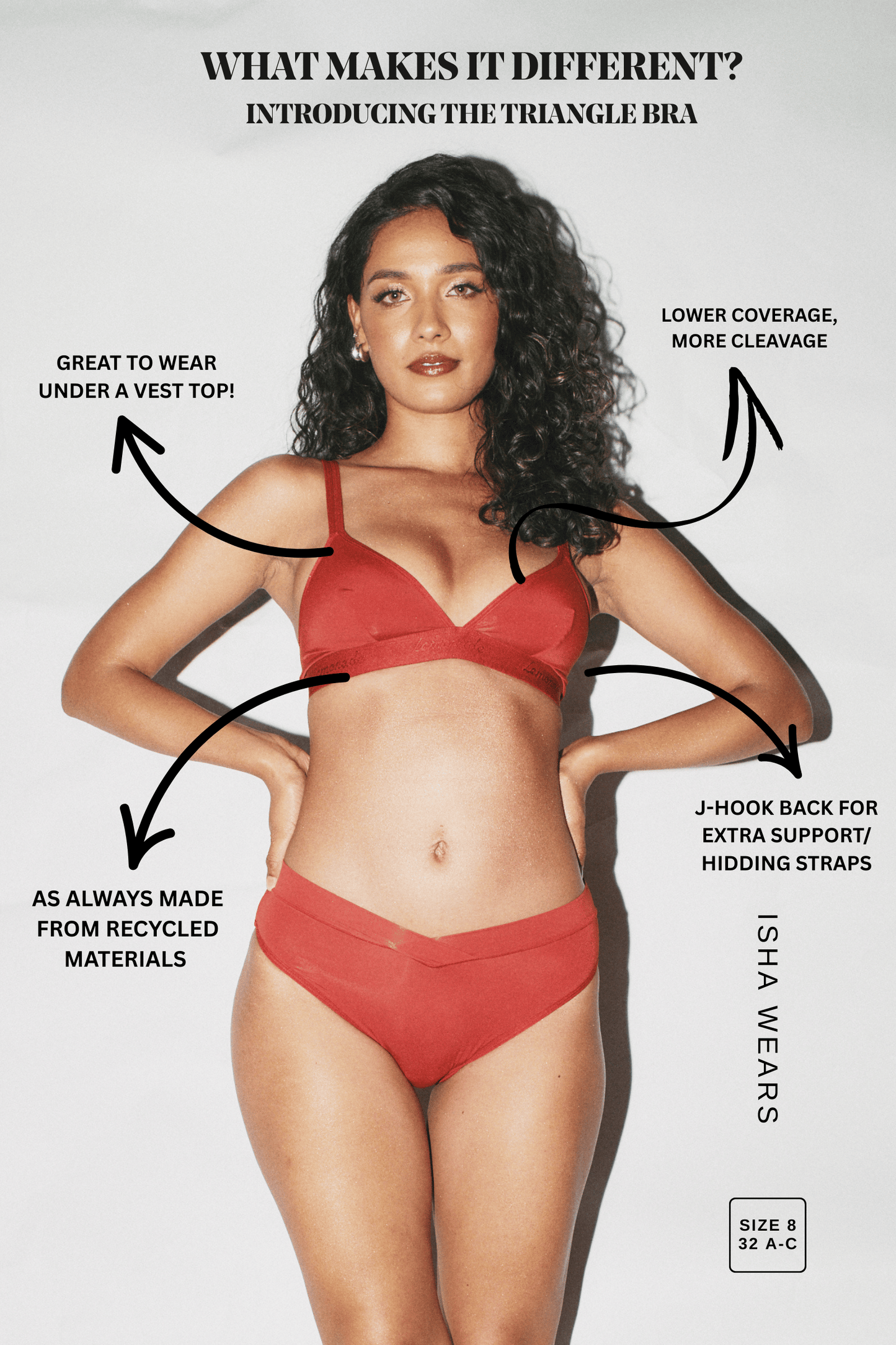 Second Skin Triangle Bralette - Deep Red