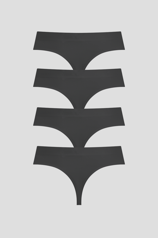 Everyday Eco Thong 4 Pack - Black
