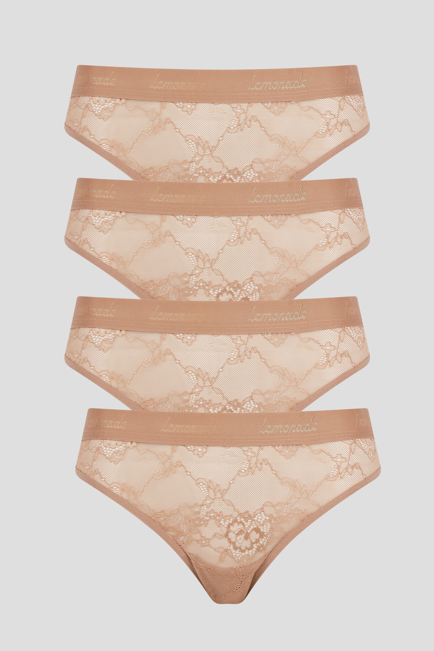 Nude Lace Brief 4 Pack - Mocha
