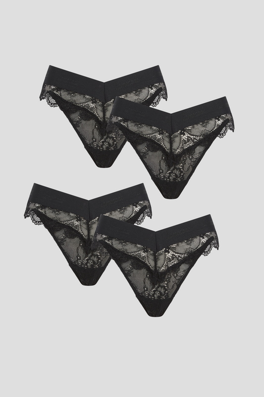 Signature Lace Brazillian 4 Pack - Black