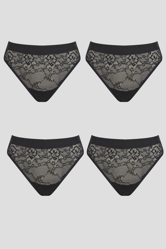 Signature Lace Brief 4 Pack - Black