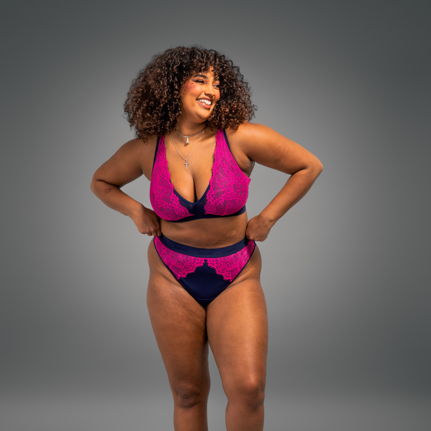 Synergy Lace Fuller Cup Bralette - Pink & Navy